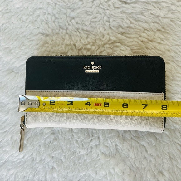 Kate Spade Stacie Color Block Beige/Black Zip Around Long Wallet - Picture 9 of 12